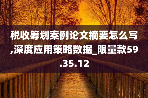 税收筹划案例论文摘要怎么写,深度应用策略数据_限量款59.35.12