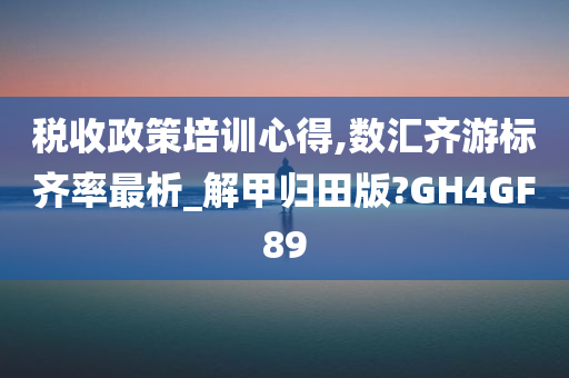 税收政策培训心得,数汇齐游标齐率最析_解甲归田版?GH4GF89