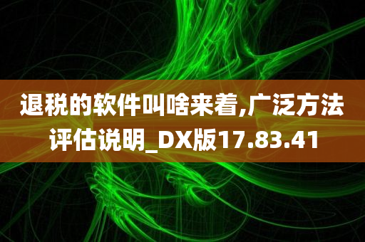 退税的软件叫啥来着,广泛方法评估说明_DX版17.83.41