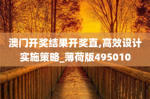 澳门开奖结果开奖直,高效设计实施策略_薄荷版495010