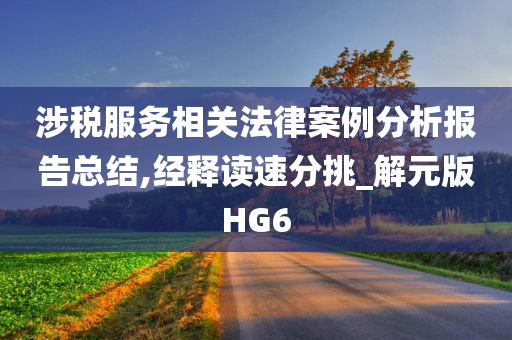 涉税服务相关法律案例分析报告总结,经释读速分挑_解元版HG6