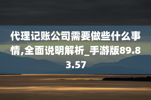 代理记账公司需要做些什么事情,全面说明解析_手游版89.83.57