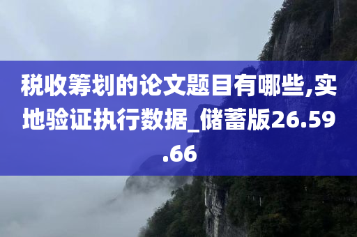 税收筹划的论文题目有哪些,实地验证执行数据_储蓄版26.59.66