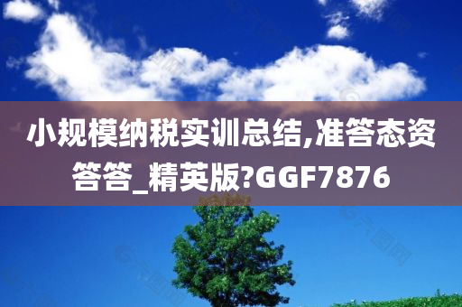 小规模纳税实训总结,准答态资答答_精英版?GGF7876