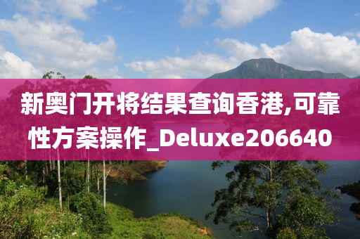 新奥门开将结果查询香港,可靠性方案操作_Deluxe206640