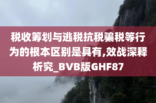 税收筹划与逃税抗税骗税等行为的根本区别是具有,效战深释析究_BVB版GHF87