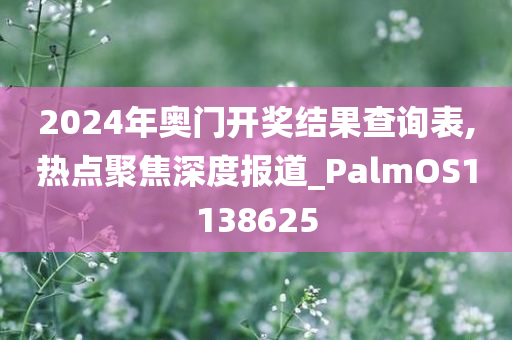 2024年奥门开奖结果查询表,热点聚焦深度报道_PalmOS1138625