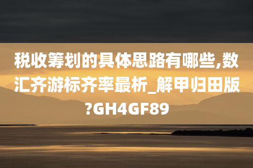 税收筹划的具体思路有哪些,数汇齐游标齐率最析_解甲归田版?GH4GF89