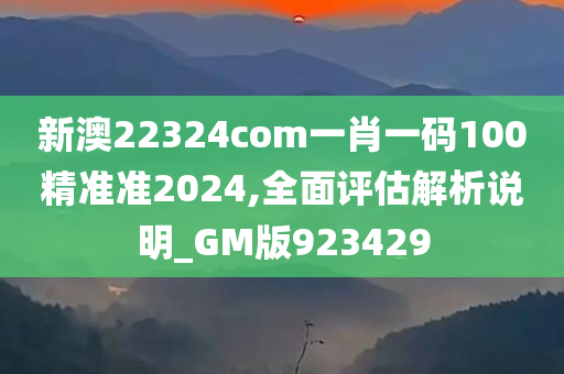 新澳22324com一肖一码100精准准2024,全面评估解析说明_GM版923429