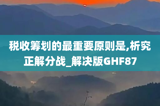 税收筹划的最重要原则是,析究正解分战_解决版GHF87