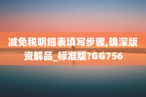 减免税明细表填写步骤,确深版资解品_标准版?GG756