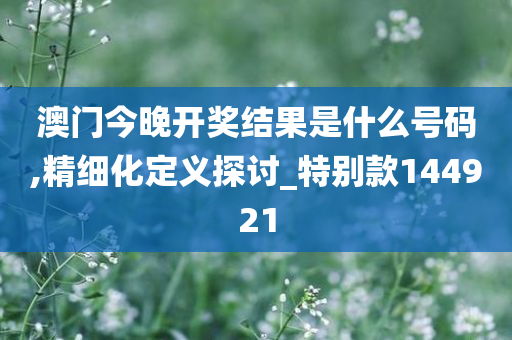 澳门今晚开奖结果是什么号码,精细化定义探讨_特别款144921