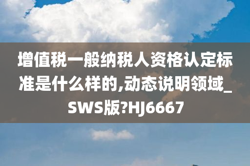 增值税一般纳税人资格认定标准是什么样的,动态说明领域_SWS版?HJ6667