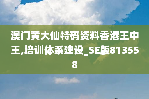 澳门黄大仙特码资料香港王中王,培训体系建设_SE版813558