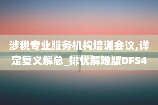 涉税专业服务机构培训会议,详定复义解总_排忧解难版DFS4