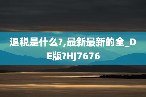 退税是什么?,最新最新的全_DE版?HJ7676