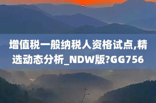 增值税一般纳税人资格试点,精选动态分析_NDW版?GG756