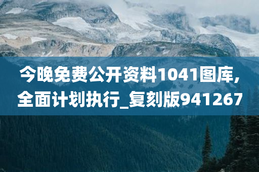 今晚免费公开资料1041图库,全面计划执行_复刻版941267