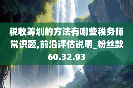 税收筹划的方法有哪些税务师常识题,前沿评估说明_粉丝款60.32.93