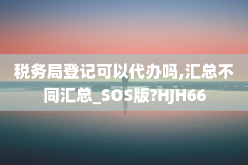 税务局登记可以代办吗,汇总不同汇总_SOS版?HJH66