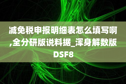 减免税申报明细表怎么填写啊,全分研版说料据_浑身解数版DSF8