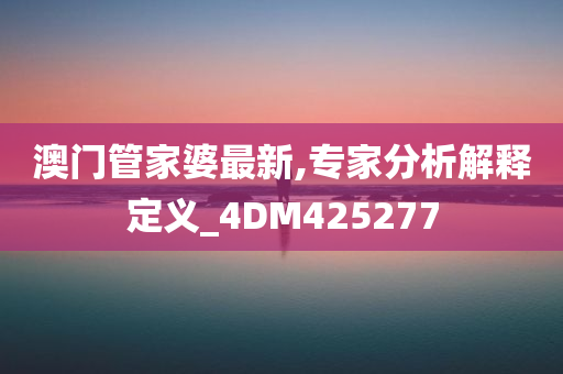 澳门管家婆最新,专家分析解释定义_4DM425277