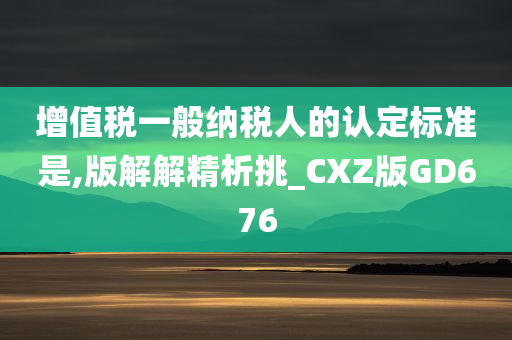 增值税一般纳税人的认定标准是,版解解精析挑_CXZ版GD676