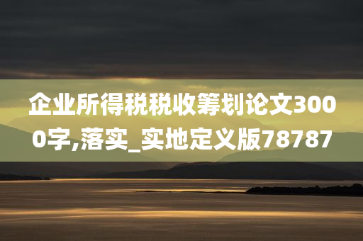 企业所得税税收筹划论文3000字,落实_实地定义版78787