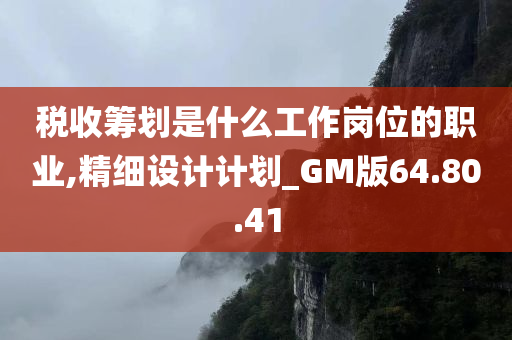 税收筹划是什么工作岗位的职业,精细设计计划_GM版64.80.41