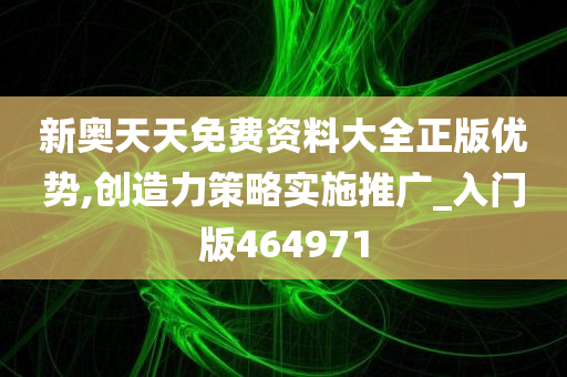 新奥天天免费资料大全正版优势,创造力策略实施推广_入门版464971