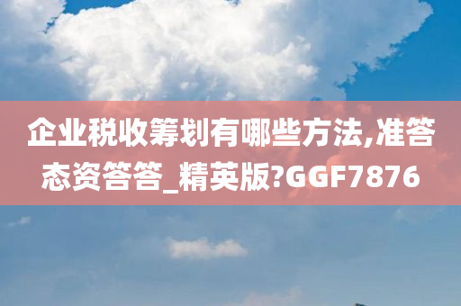 企业税收筹划有哪些方法,准答态资答答_精英版?GGF7876