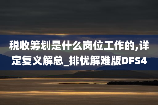 税收筹划是什么岗位工作的,详定复义解总_排忧解难版DFS4