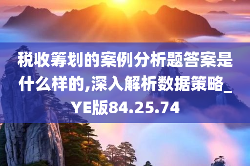 税收筹划的案例分析题答案是什么样的,深入解析数据策略_YE版84.25.74