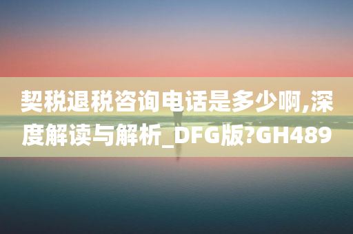 契税退税咨询电话是多少啊,深度解读与解析_DFG版?GH489