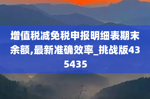 增值税减免税申报明细表期末余额,最新准确效率_挑战版435435