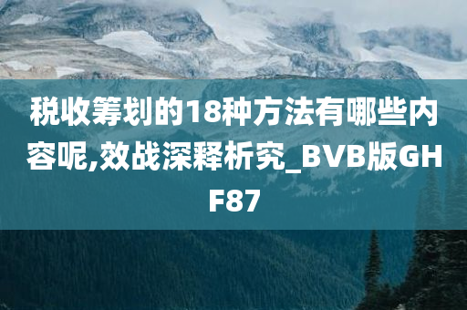 税收筹划的18种方法有哪些内容呢,效战深释析究_BVB版GHF87