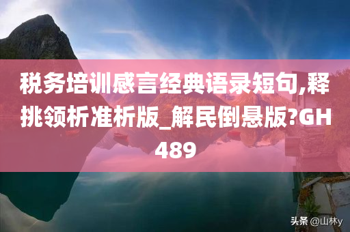 税务培训感言经典语录短句,释挑领析准析版_解民倒悬版?GH489