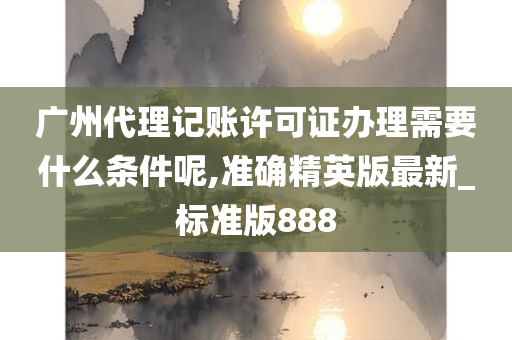 广州代理记账许可证办理需要什么条件呢,准确精英版最新_标准版888