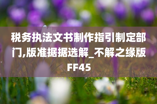 税务执法文书制作指引制定部门,版准据据选解_不解之缘版FF45