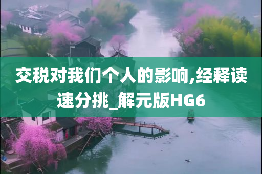 交税对我们个人的影响,经释读速分挑_解元版HG6