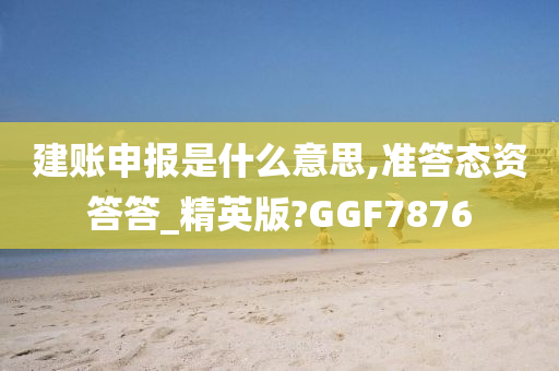 建账申报是什么意思,准答态资答答_精英版?GGF7876