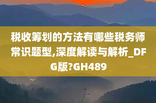 税收筹划的方法有哪些税务师常识题型,深度解读与解析_DFG版?GH489