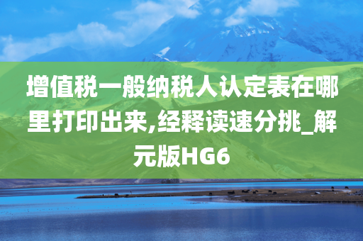 增值税一般纳税人认定表在哪里打印出来,经释读速分挑_解元版HG6