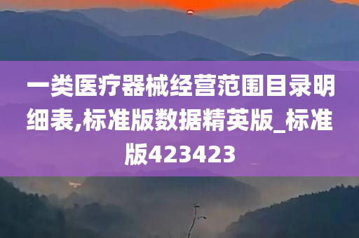 一类医疗器械经营范围目录明细表,标准版数据精英版_标准版423423