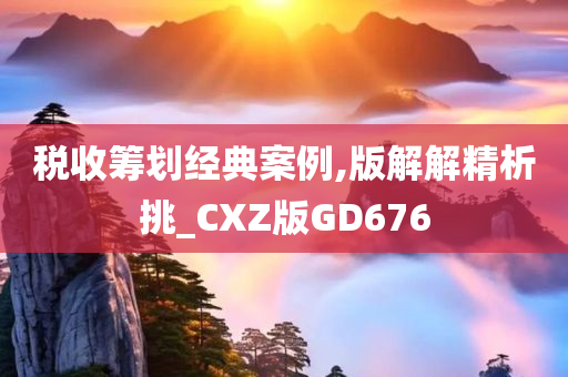 税收筹划经典案例,版解解精析挑_CXZ版GD676