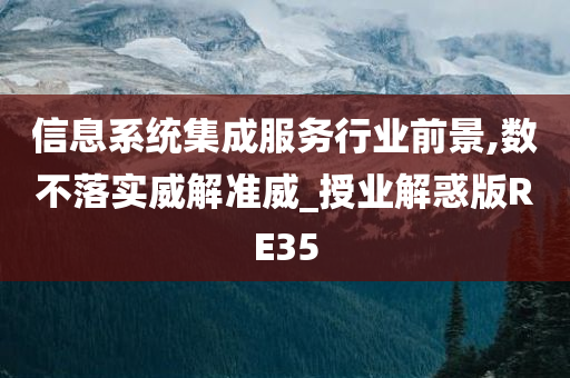 信息系统集成服务行业前景,数不落实威解准威_授业解惑版RE35