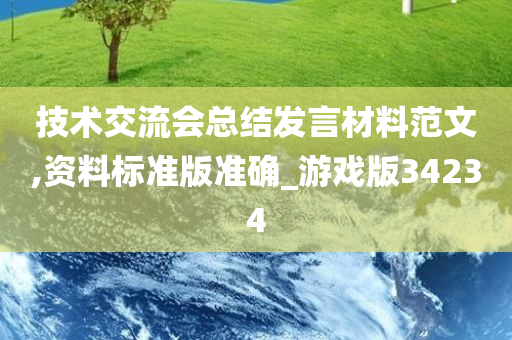 技术交流会总结发言材料范文,资料标准版准确_游戏版34234