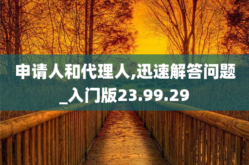 申请人和代理人,迅速解答问题_入门版23.99.29