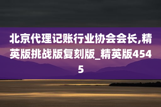 北京代理记账行业协会会长,精英版挑战版复刻版_精英版4545