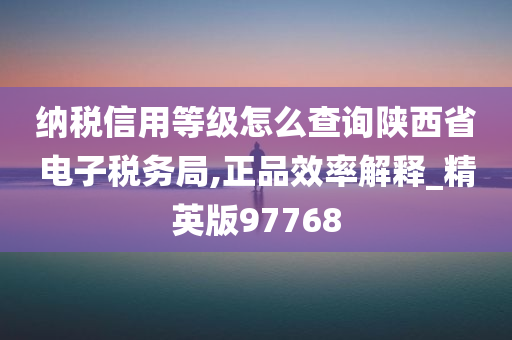 纳税信用等级怎么查询陕西省电子税务局,正品效率解释_精英版97768